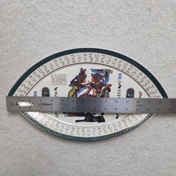 Limoges Fathi Mahmoud Porcelain Egyptian Hieroglyphics Oval Decorative Plate - Picture 16 of 16